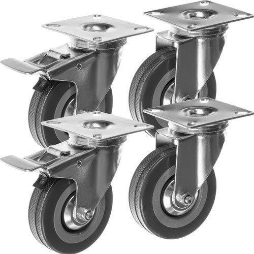 Transportrollen 4 Stück schwenkbar drehbar mit Bremse Gummiräder 75 mm 220 kg