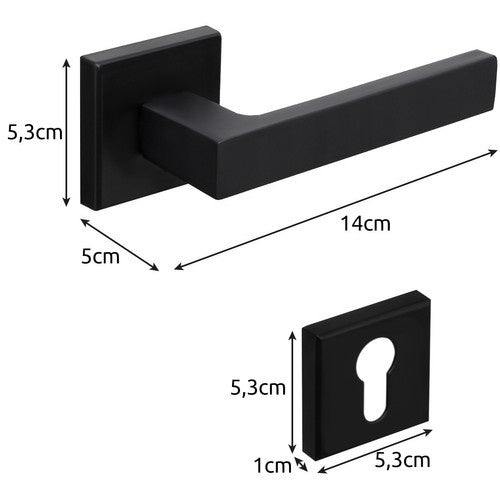 Türgriff-Set Schwarz matt Innentür Rosette universal links rechts Eisen Alu