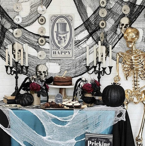 Halloween-Spinnennetz Schwarzes Netz Halloween Gruselige Tuch Große Geistertuch für Halloween Deko Halloween Partybedarf 198x76cm 22003