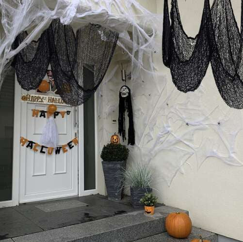 Halloween-Spinnennetz Schwarzes Netz Halloween Gruselige Tuch Große Geistertuch für Halloween Deko Halloween Partybedarf 198x76cm 22003