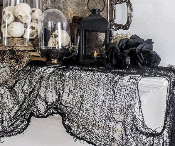 Halloween-Spinnennetz Schwarzes Netz Halloween Gruselige Tuch Große Geistertuch für Halloween Deko Halloween Partybedarf 198x76cm 22003