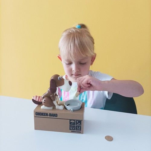 Batteriebetriebenes Sparschwein - brauner Hund 22470