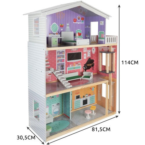 Kruzzel Puppenhaus Großes Puppenhaus 114 cm 114 cm