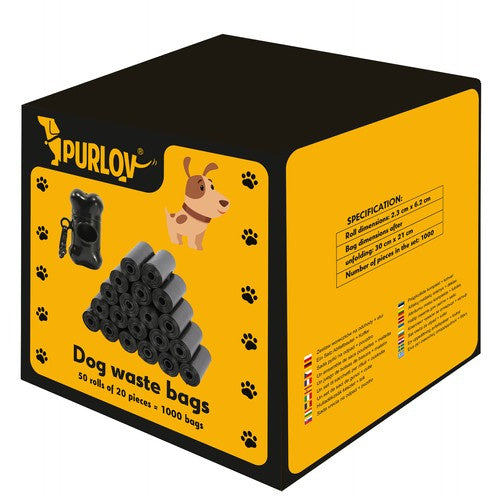 Hundekotbeutel Kotbeutel 1000 Stück mit Etui schwarz 22 x 30 cm für Hunde Set