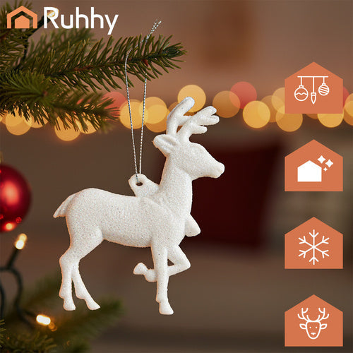 Weihnachtsbaum Anhänger mit Schnur Rentier Baumschmuck Weiß 9 Stück 22517