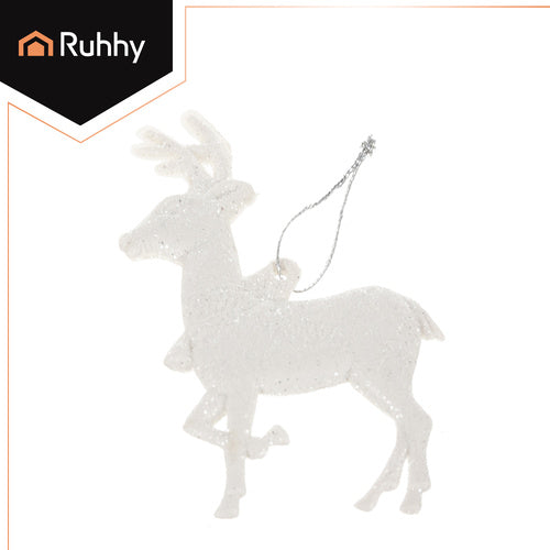 Weihnachtsbaum Anhänger mit Schnur Rentier Baumschmuck Weiß 9 Stück 22517