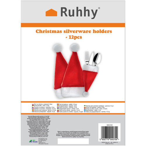Besteckhüllen Bestecktasche Besteckhalter Weihnachtsmannmütze Weihnachtstischdekoration x12 22303