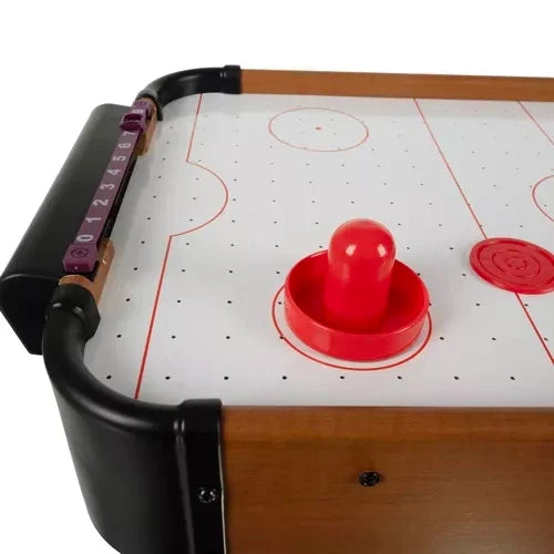 Airhockeytisch Kinder Mini Tischspiel Holz Kunststoff Filz 31x56x9,5 cm 8xAA
