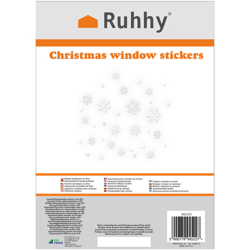 Ruhhy 22359 Weihnachtsaufkleber für das Fenster - Schneeflocken