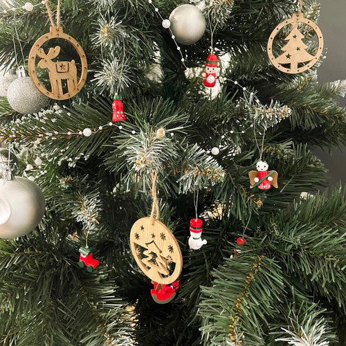 Weihnachtsbaumanhänger aus Holz Set Weihnachtsbaumbaumschmuck Stern Weihnachtsmann Weihnachtsbaum Glocke Engel 10 Stück 22943