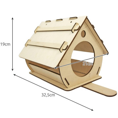 Vogelfutterhaus Holz DIY Bausatz Set zum Bemalen mit 12 Farben und 2 Pinseln