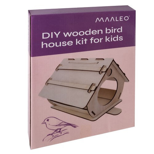 Vogelfutterhaus Holz DIY Bausatz Set zum Bemalen mit 12 Farben und 2 Pinseln