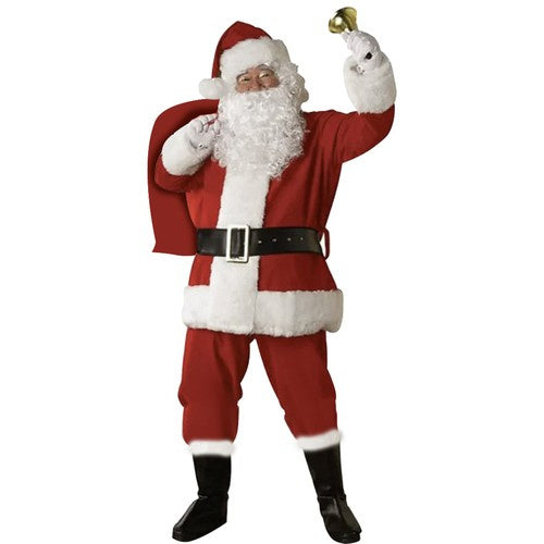 Weihnachtsmann Kostüm Set 13-teilig mit Bart Perücke Brille Sack Glocke Hose