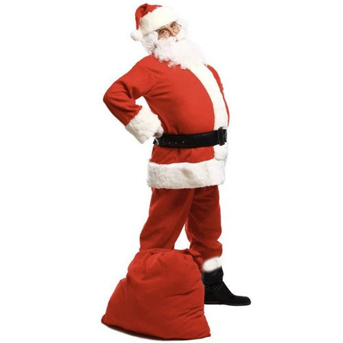 Weihnachtsmann Kostüm Set 13-teilig mit Bart Perücke Brille Sack Glocke Hose
