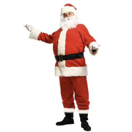 Weihnachtsmann Kostüm Set 13-teilig mit Bart Perücke Brille Sack Glocke Hose