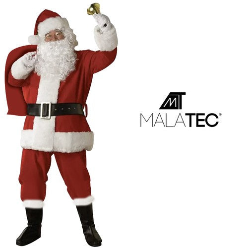 Weihnachtsmann Kostüm Set 13-teilig mit Bart Perücke Brille Sack Glocke Hose
