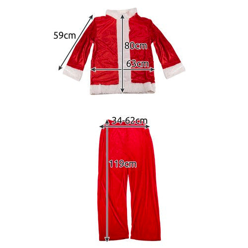 Weihnachtsmann Kostüm Set 13-teilig mit Bart Perücke Brille Sack Glocke Hose