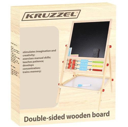 Holzlernbrett für Kinder doppelseitig 6in1 Abakus Uhr Alphabet Kreide Tafel