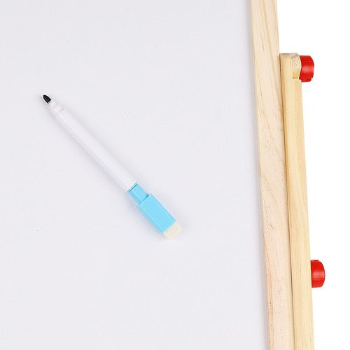 Holzlernbrett für Kinder doppelseitig 6in1 Abakus Uhr Alphabet Kreide Tafel
