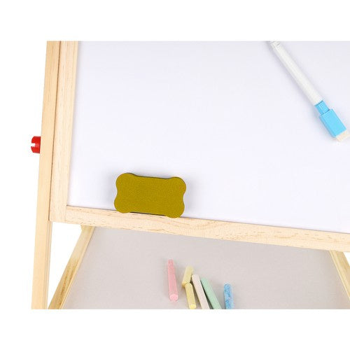 Holzlernbrett für Kinder doppelseitig 6in1 Abakus Uhr Alphabet Kreide Tafel