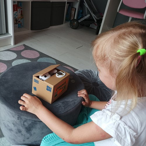 Spardose Katze interaktiv batteriebetrieben Münzdiebstahl 2x AA Kunststoff ABS