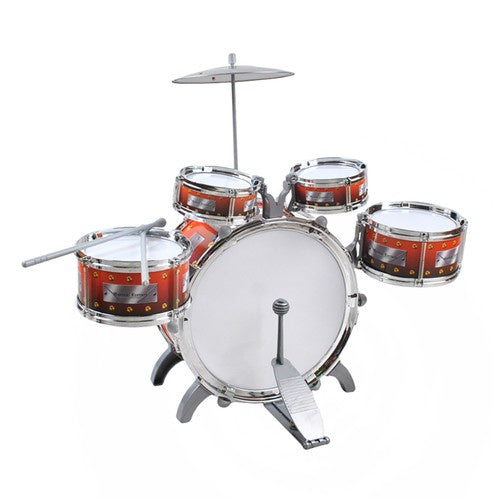 Kinderschlagzeug Set 5 Trommeln Becken Hocker Fußpedal Stuhl ABS mehrfarbig