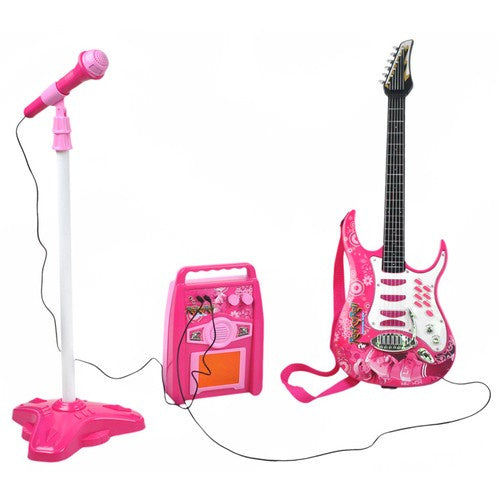 Gitarre + Mikrofon + Verstärker rosa 22407