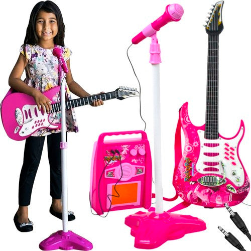 Gitarre + Mikrofon + Verstärker rosa 22407