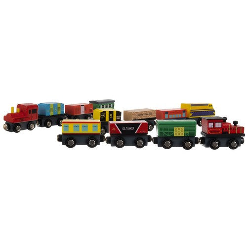 Holzeisenbahn Magnetbahn Holz Zugset 3 Lokomotiven 9 Waggons Organizer Regal