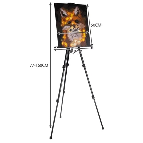 Staffelei schwarz 77-160 cm verstellbar Metall A-förmig mit Hülle für Leinwand