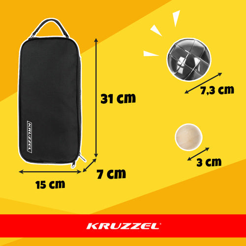 Boule Set 8 Kugeln mit Hülle 720 g 73 mm 1 Holzball Maßschnur chromiert Koffer