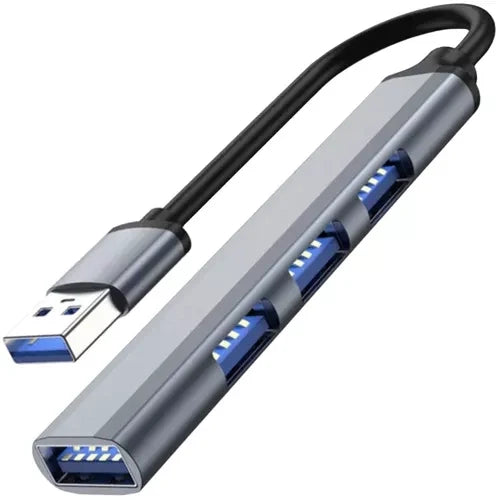 USB-Hub 4 Port 1x USB 3.0 3x USB 2.0 Aluminium Adapter Plug and Play Kompakt Grau