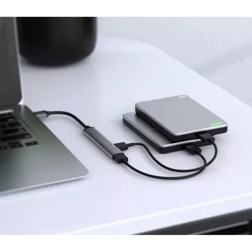 USB-Hub 4 Port 1x USB 3.0 3x USB 2.0 Aluminium Adapter Plug and Play Kompakt Grau