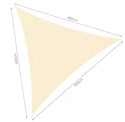 Sonnensegel Dreieckig 4x4x4 m für zuverlässigen Sonnenschutz Wasserdicht inkl. Befestigung Garten Strand Camping 23142, Farbe:Beige