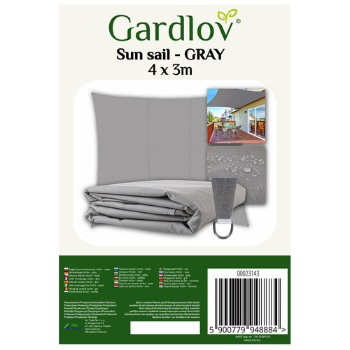 GARDLOV 23143 Sonnensegel 4x3 m grau