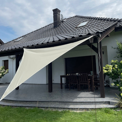 Sonnensegel Dreieckig 3x3x3 m für zuverlässigen Sonnenschutz Wasserdicht inkl. Befestigung Garten Strand Camping 23146, Farbe:Beige