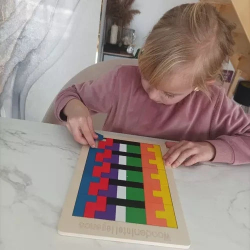 Holzpuzzle Lernpuzzle für Kinder Holz 40 Teile mehrfarbig 27 x 18 cm mit Sockel