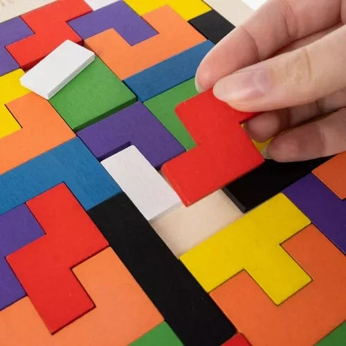Holzpuzzle Lernpuzzle für Kinder Holz 40 Teile mehrfarbig 27 x 18 cm mit Sockel