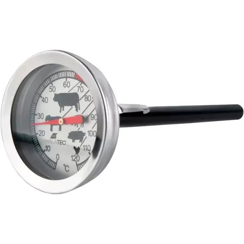 Fleischthermometer Analog Edelstahl 0-120 °C 13 cm Sonde Schinken Räucherthermometer
