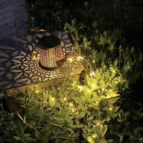 Solar-Gießkanne Gartenleuchte LED Dekorativ Warmweiß 60 LEDs Dämmerungssensor