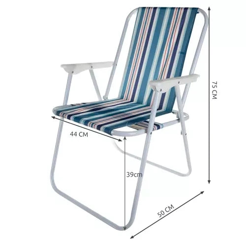 Klappstuhl Outdoor Garten Balkon Camping Blau Eisen Polyester 50 x 43 x 75 cm