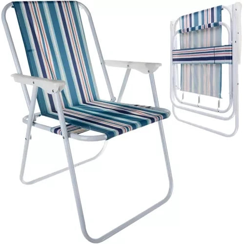 Klappstuhl Outdoor Garten Balkon Camping Blau Eisen Polyester 50 x 43 x 75 cm