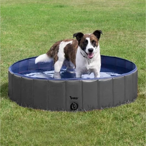 Purlov 23831 Faltbares Hundebad 120 x 30 cm, blau-grau