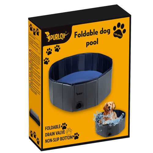 Purlov 23831 Faltbares Hundebad 120 x 30 cm, blau-grau