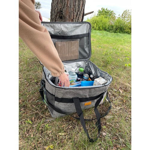 Kühltasche 40L isoliert wasserdicht mit Kühleinsätzen Grau Picknick Strand Reise