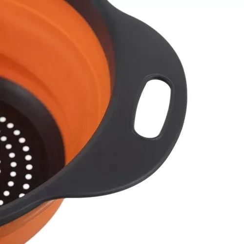 Küchensieb aus Silikon Faltbar Spülmaschienenfest Nudelsieb Seiher für Obst Gemüse Grau-Orange 23253
