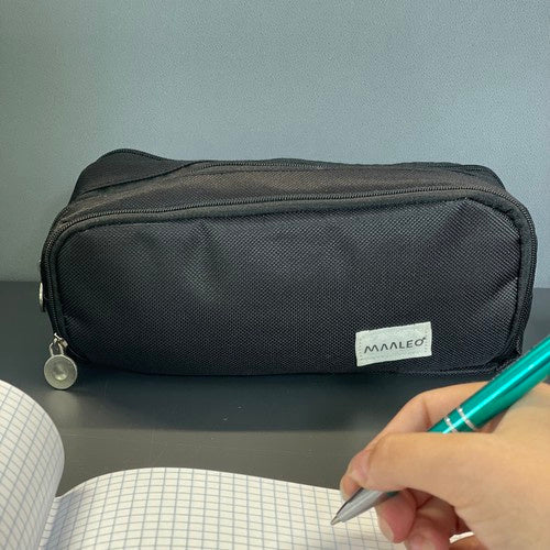 Federmäppchen schwarz 3 Fächer Oxford Stoff Stifteetui groß Schule Organizer