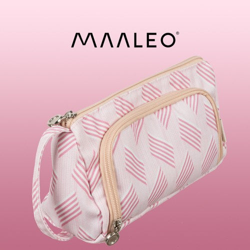 Erweiterbares Schulmäppchen mit zwei Fächern, doppelte rosa Tasche, für Kinder