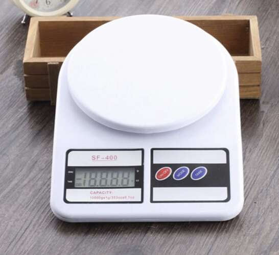 Digitale Küchenwaage 10 kg 1 g Präzision LCD Tara Weiß Aufhängeöse 14,5 cm