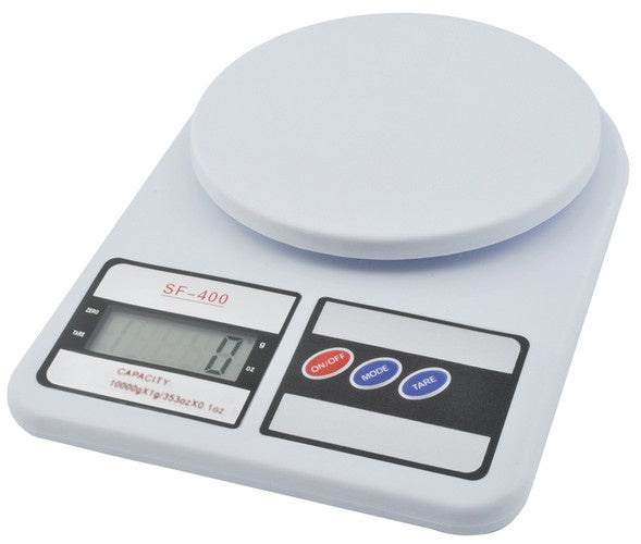 Digitale Küchenwaage 10 kg 1 g Präzision LCD Tara Weiß Aufhängeöse 14,5 cm